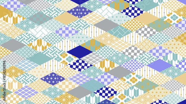 Obraz 冬の季節の彩り和柄背景イラスト