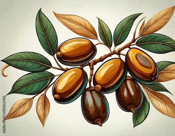 Obraz stylized branch with dates and leaves