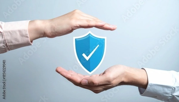 Obraz Hands Protecting Shield.