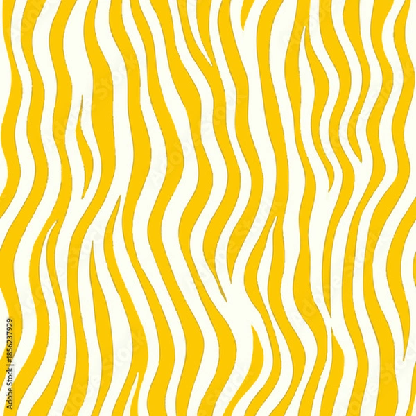 Fototapeta Seamless zebra-inspired abstract pattern with wavy organic stripes in green, orange, and yellow color palettes. Modern animal print for fashion, textiles, wallpaper, and digital backgrounds.