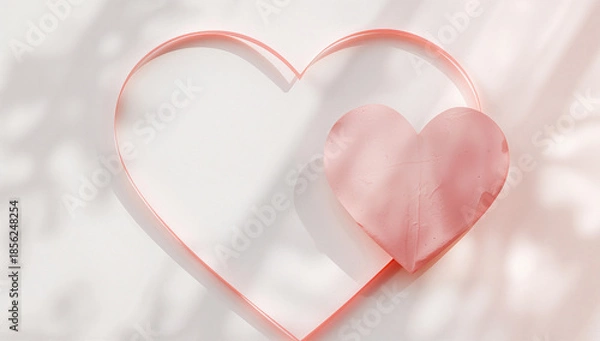 Obraz 連続線ハートのフレームと紙ハート 白背景で使いやすい恋愛モチーフ素材.生成AI