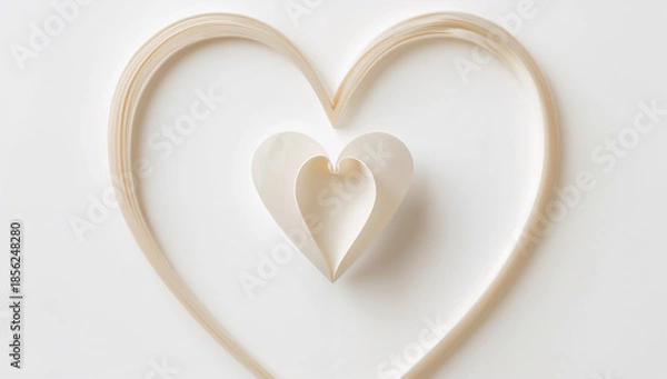 Obraz 連続線のハート枠で囲む紙ハート 白背景のロマンス系グラフィック素材.生成AI