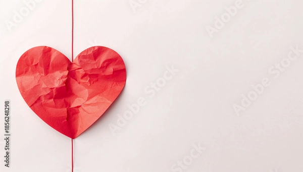 Obraz 連続線で描くハート枠と紙ハートの組み合わせ 白背景のラブモチーフ素材.生成AI