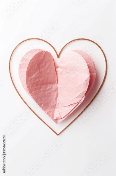 Obraz 母の日ギフトカードに合うモノラインハート枠と紙ハートの上質感. 生成AI