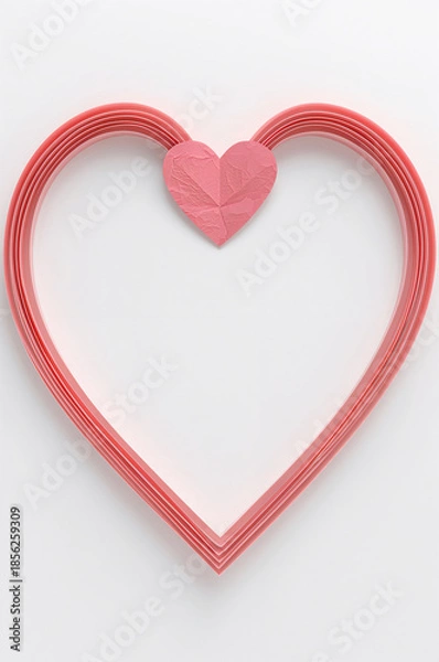 Obraz 春のギフトシーズンに使える紙質の温かみあるハート枠の縦背景. 生成AI