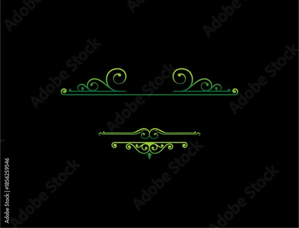 Obraz Decorative green elements on black background