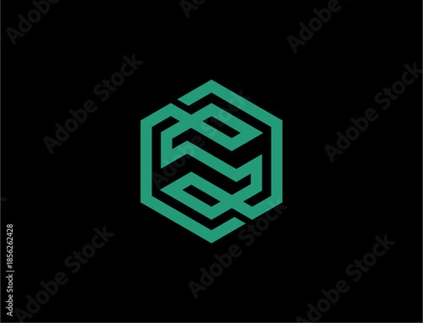 Obraz Abstract geometric logo design on black background