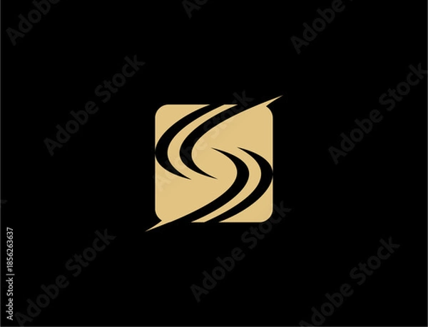 Obraz Abstract gold logo on black background