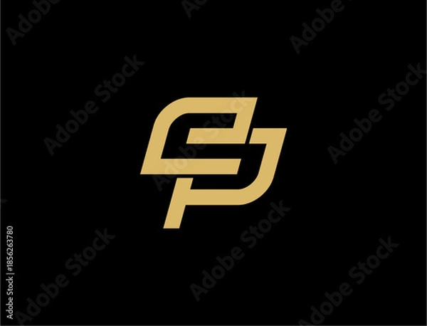 Obraz Abstract gold logo on black background