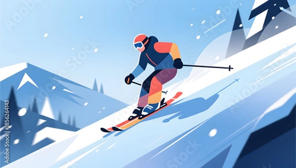 Obraz Winter skier racing down slope
