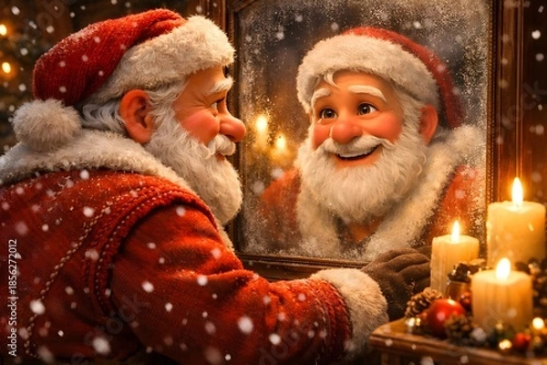 Obraz Magical Santa Reflection Christmas 3D Art