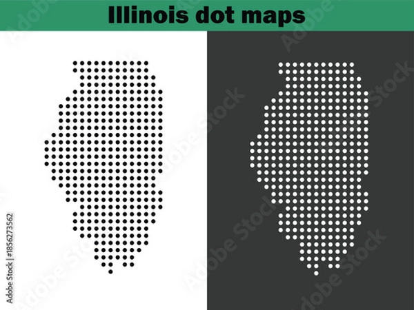 Fototapeta Illinois dot maps vector in the USA
