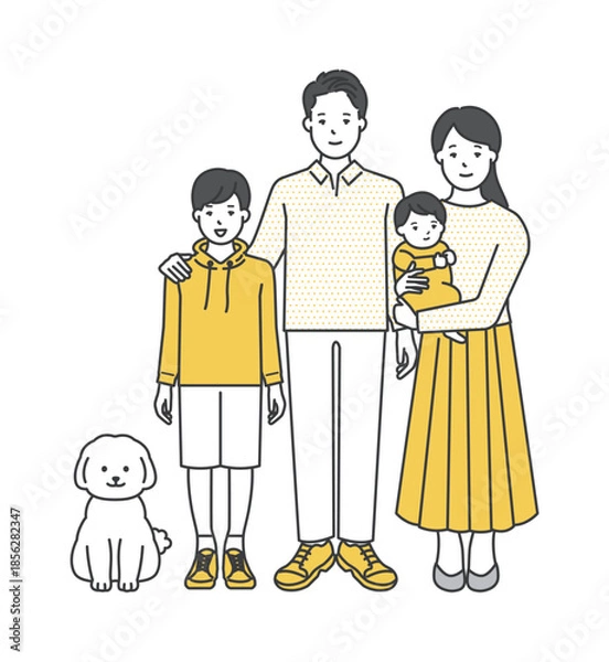 Fototapeta 家族のイラストベクター素材（2世代4人）