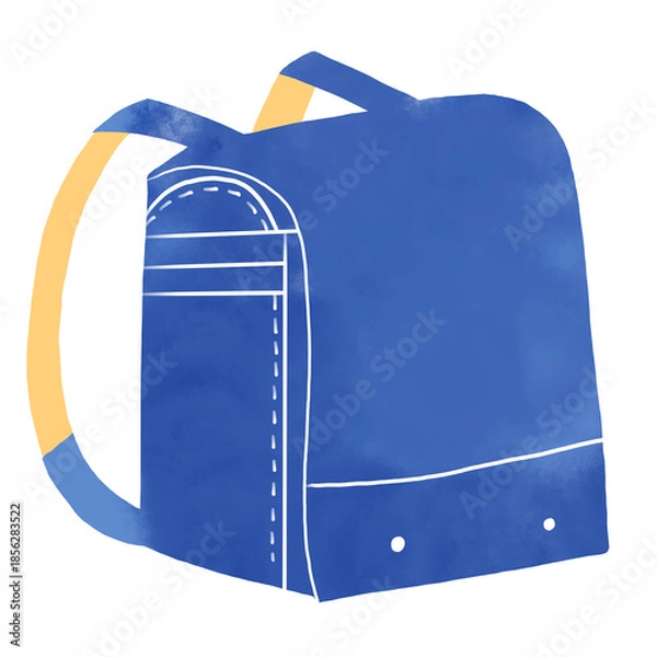 Obraz 水彩風　青いランドセルのシンプルなイラスト　入学式・小学生のアイコン