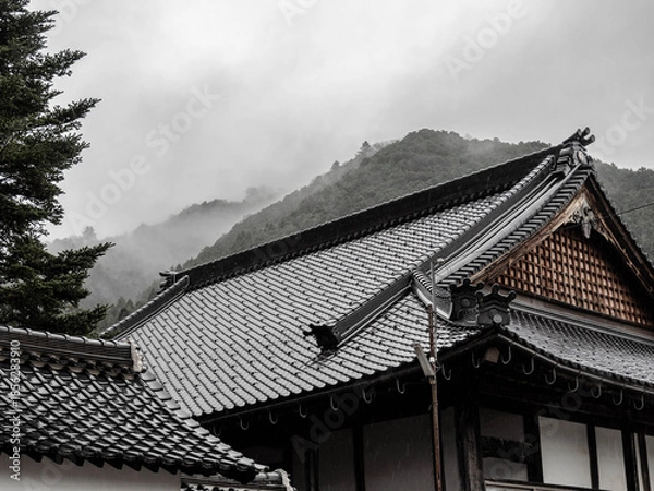 Fototapeta 雨の中、兵庫県豊岡市出石町を散策