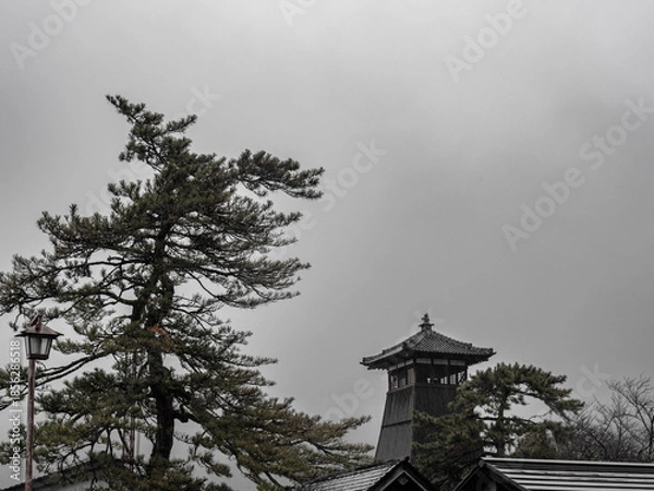 Fototapeta 雨の中、兵庫県豊岡市出石町を散策