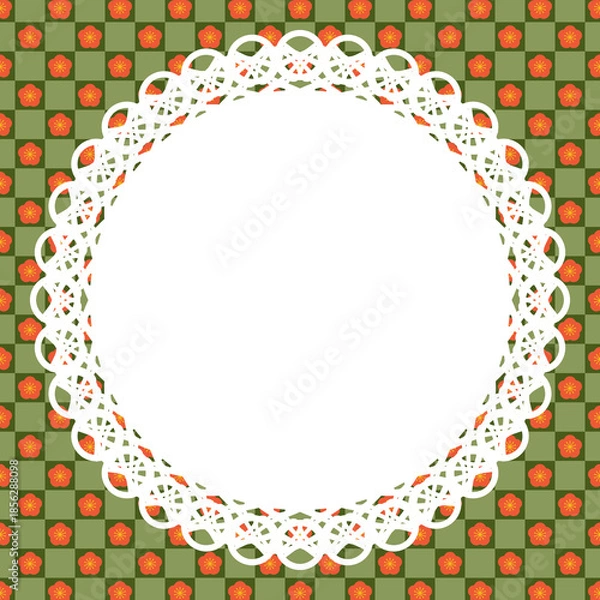 Obraz 丸型レース×梅(抹茶)