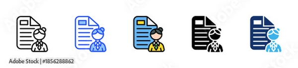 Obraz Employee Contract Icon Collection With Multiple Styles