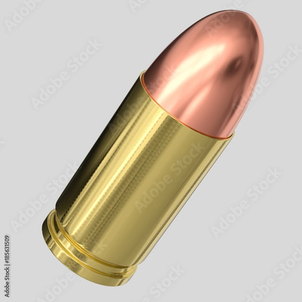 Fototapeta 9mm Bullet Isolated on a Light Background