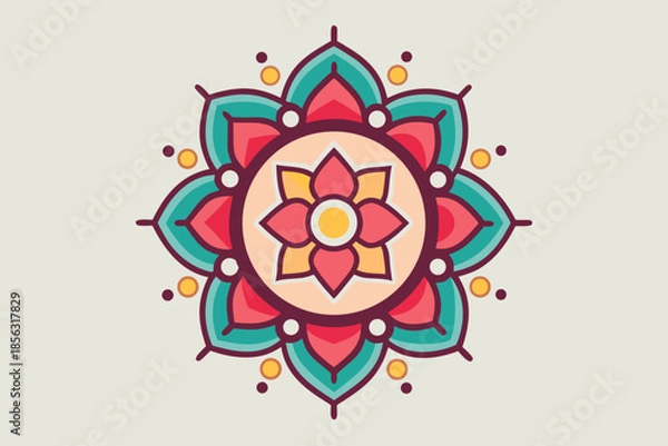 Obraz layered floral rangoli decorative icon vector