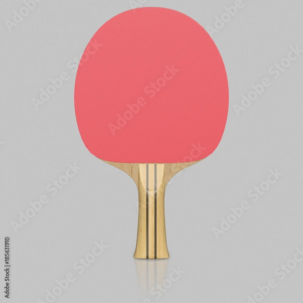Fototapeta Red Ping Pong Paddle Isolated on a Light Background
