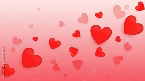 Obraz Floating Hearts on Pink Background