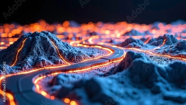 Obraz Flame pattern winding landforms with unique scenery