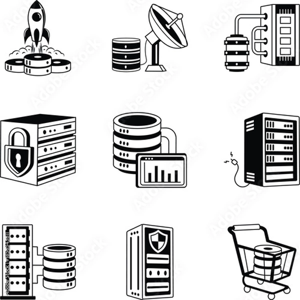 Obraz Collection of Database Doodle Style Illustrations

