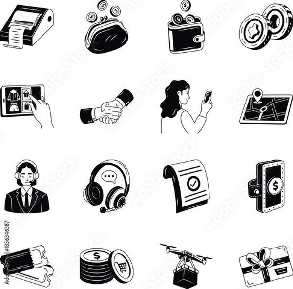 Obraz Pack of Shopping Doodle Style Illustrations 
