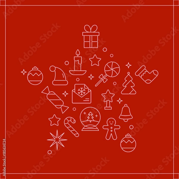 Obraz Vector background with different christmas and new year celebration elements.