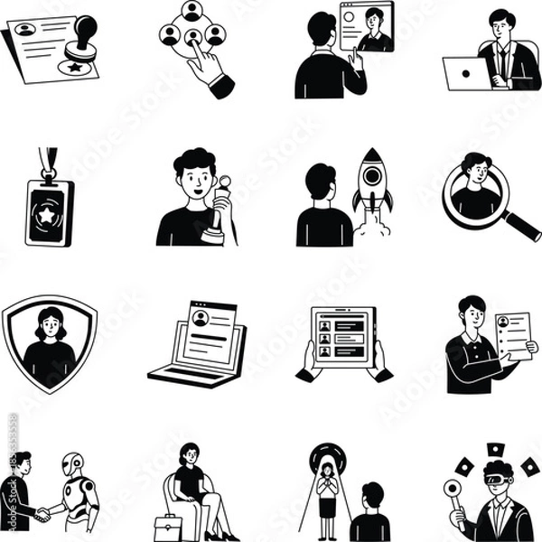 Obraz Pack of Employment Glyph Style Illustrations 
