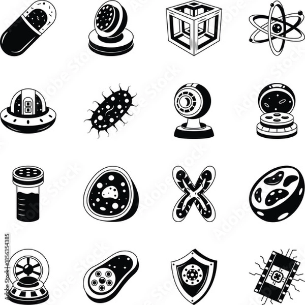 Obraz 1.Collection of Nanotechnology Glyph Style Illustrations 

