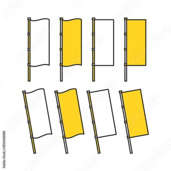 Obraz のぼり旗。フラッグのアイコンセット。Banner flag. Flag icon set.