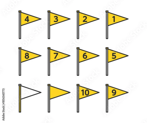 Obraz 三角の旗。番号付き旗。フラッグ。Triangular flags. Numbered flags. Flags.