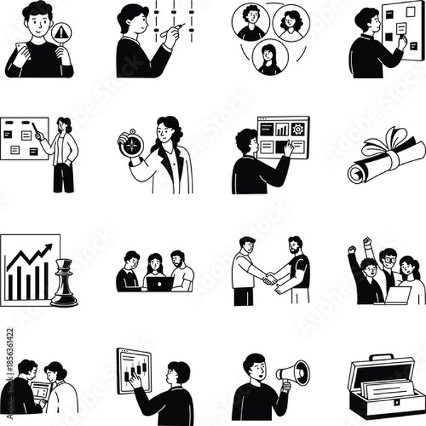 Obraz Collection of Project Management Doodle Style Illustrations 