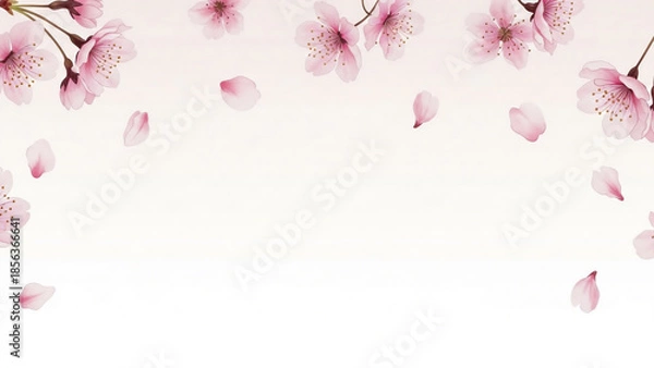 Obraz 水彩タッチの桜の花びら背景素材