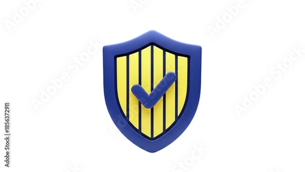 Obraz 3D Shield with Check Mark Icon on transparent background
