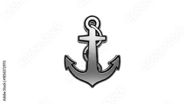 Obraz 3D Silver anchor icon on transparent background