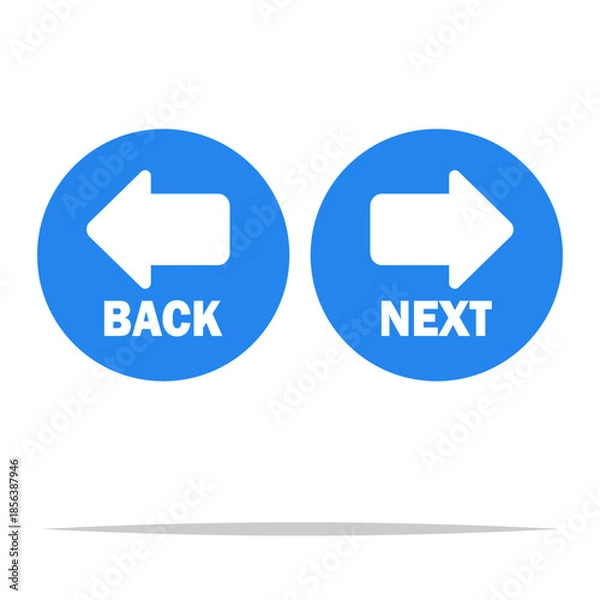 Fototapeta Back and next round button arrow icon vector isolated illustration