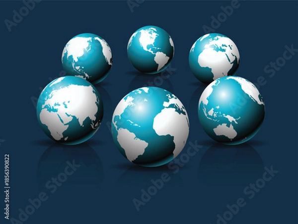 Fototapeta Group of globes representing global network and communication