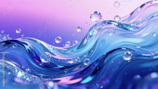 Obraz 3D Water Wave with Bubbles