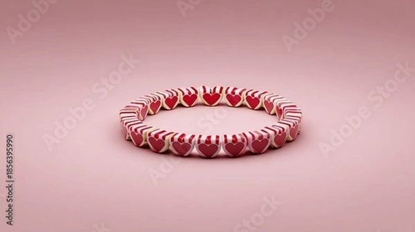Fototapeta Bracelet with heart-shaped decorations on a pink background