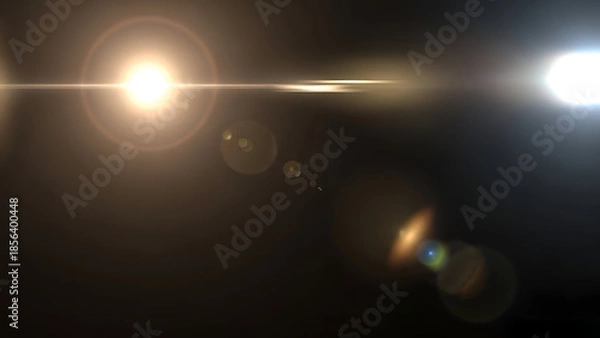 Fototapeta Bright Lens Flares in Dark Studio with Light Sources