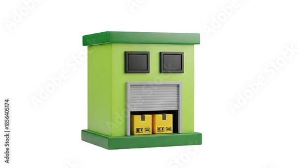 Obraz 3D Warehouse Icon with Boxes transparent background