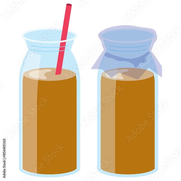 Obraz 瓶入りのコーヒー牛乳のイラスト