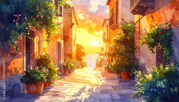 Obraz 夕焼けに染まる町__generated by AI