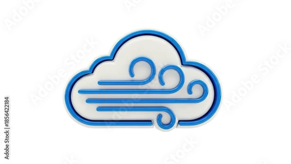 Obraz 3D Windy Cloud Icon on transparent background
