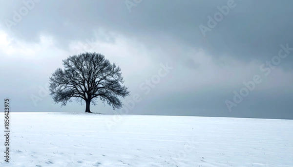 Obraz 雪原に一本の木
