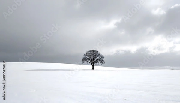 Obraz 雪原に一本の木