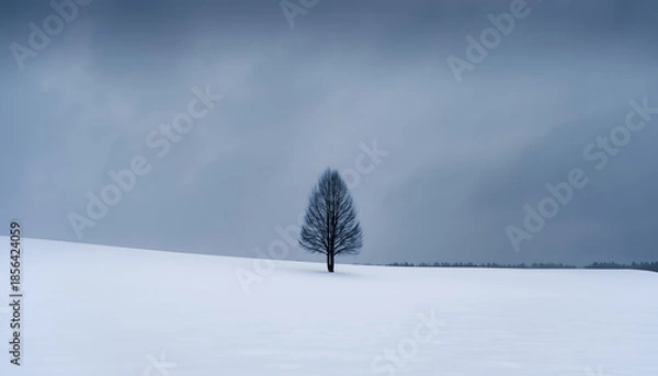 Obraz 雪原に一本の木